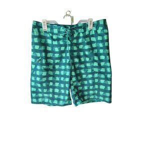 COLUMBIA~Green Checked BOARD SHORTS SWIM WEAR UPF30 OMNI-SHIELD Men's Size 36